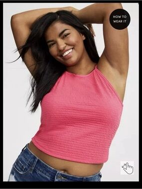 Torrid NWT Pink Textured Halter Crop Tank Top